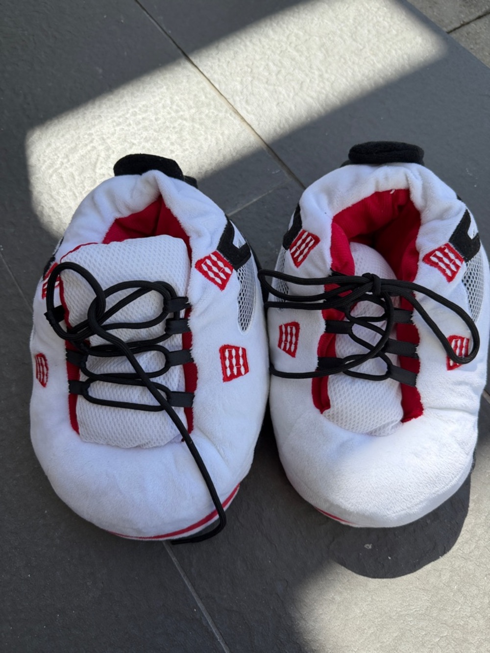 Kids White and Red Plush Sneakers - Soft Slip-On Shoe